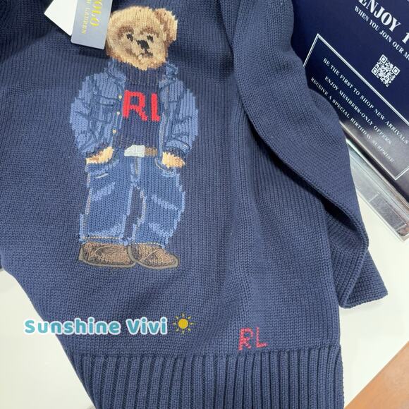 NWT Ralph Lauren Women's Bear Suit Crewneck Sweatshirt Navy small - Picture 4 of 6